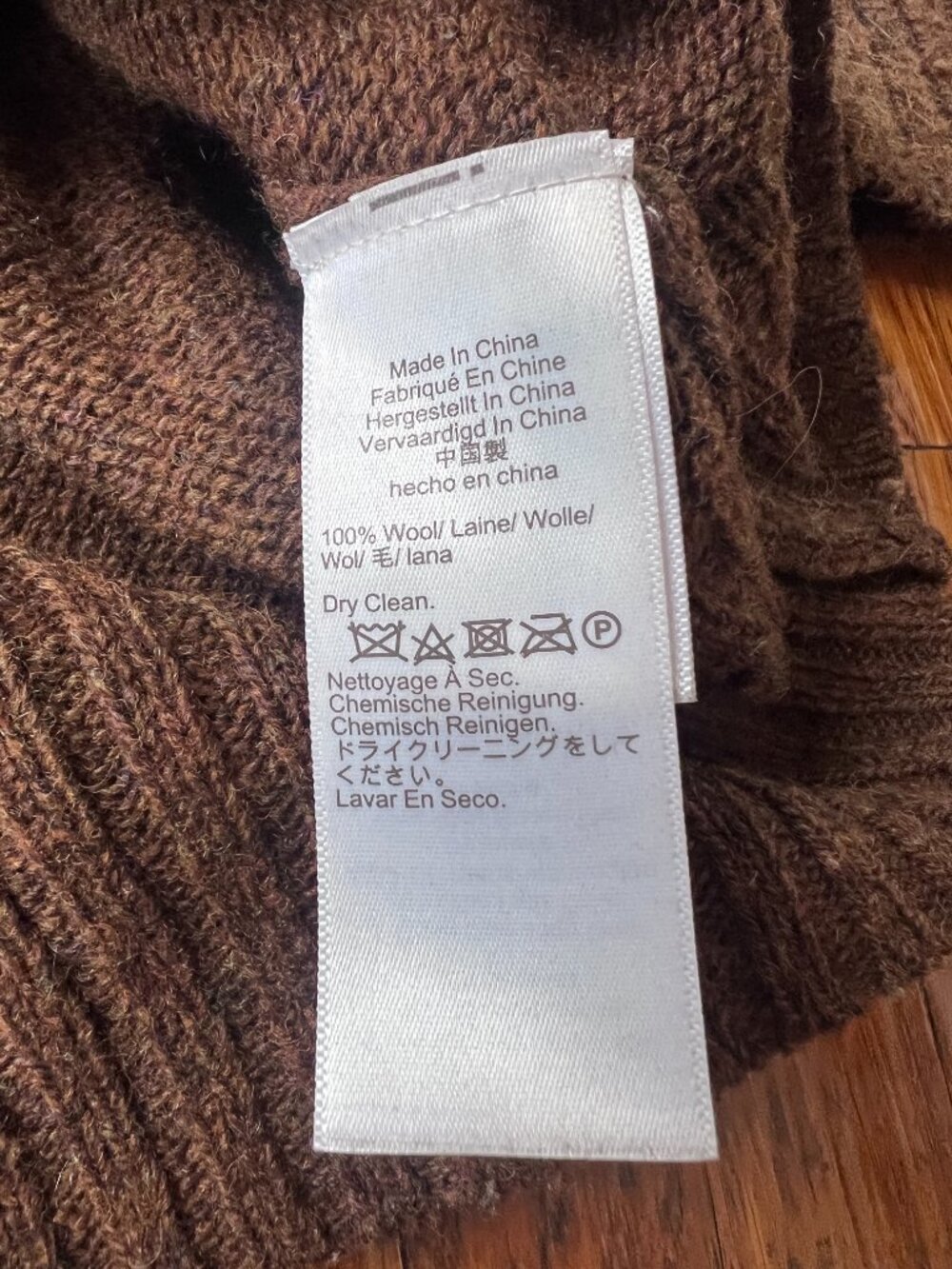J.Crew Shaggy Dog 100% Wool Brown Saddle Sleeve Crewneck Sweater - Men's Large - Picture 5 of 8